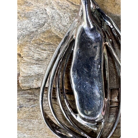 Vintage Sterling Silver & Iridescent Abalone Pendant With Abstract Design 16.38g - Picture 4 of 8